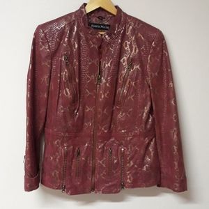Pamela McCoy python print leather jacket